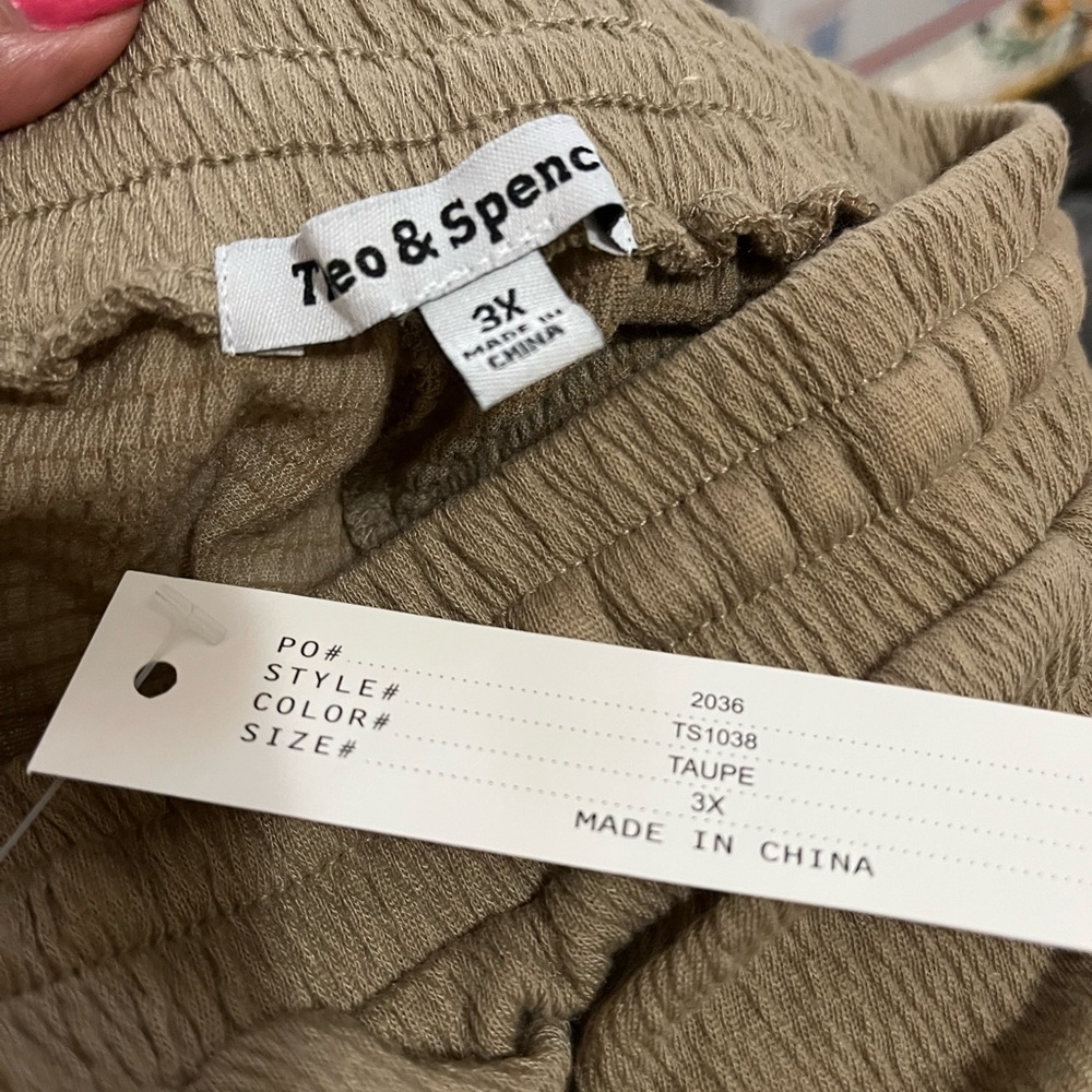 Women's Taupe Wide Leg Pants - Picture 2 of 2